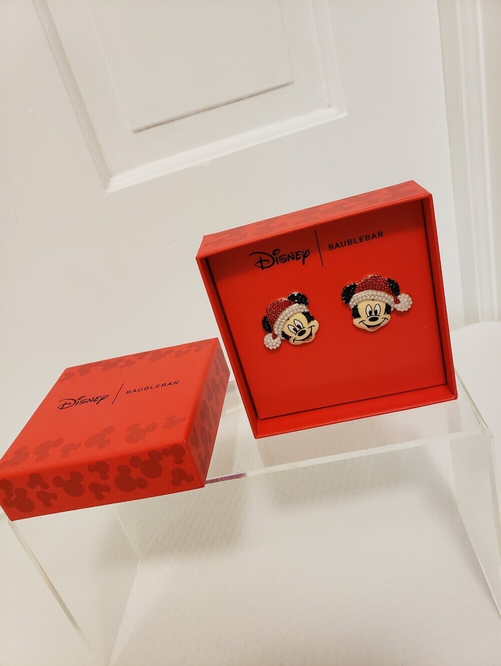 NIB Disney BaubleBar Mickey Mouse Santa Fashion Jewelry Pierced Earrings